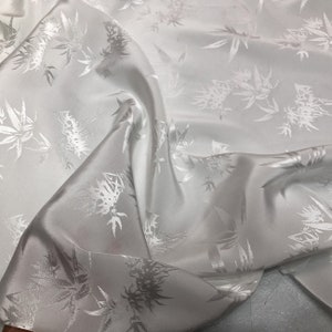 Tessuto jacquard bianco a due lati, tessuto antico cinese in bambù da 59" di larghezza, tappezzeria, arredamento, costume, tenda, borsa, cucito, vestito, fai da te/tessuto