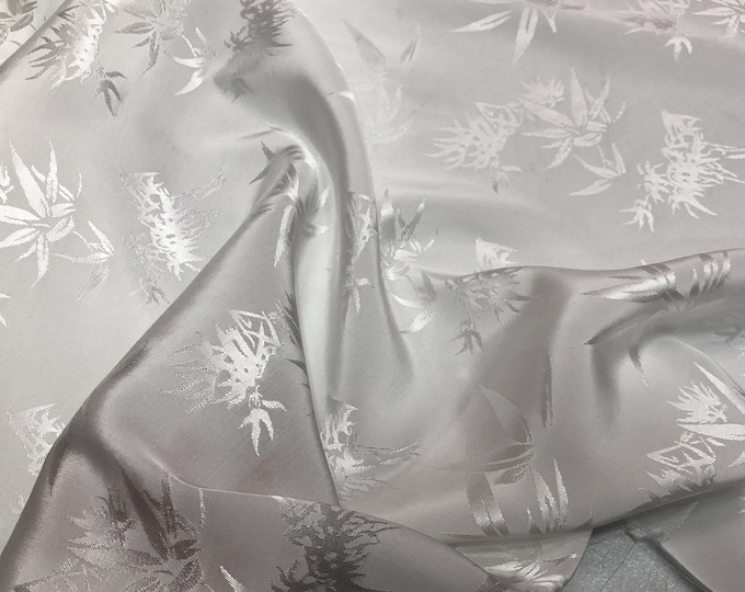 White Two Sides Jacquard Fabric, 59“W Bamboo Chinese Antique fabric, Upholstery, Decor, Costume, Curtain, Handbag, Sewing, Dress, DIY/Fabric