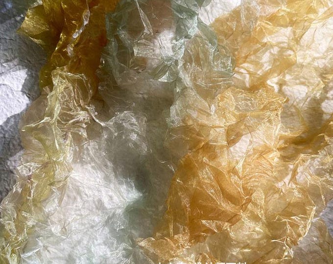 Creative texture pleated fabric, 57"W, amber color, hand-pressed crepe Designer Fabric, wedding Gown, Dress, Crafts, Events, DIY, background