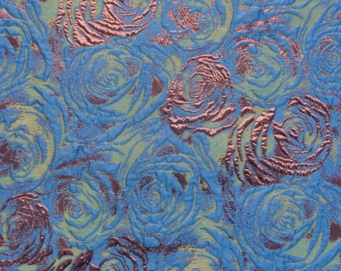 Green Rose Jacquard Fabric: Colorwoven Dress Material - 58"