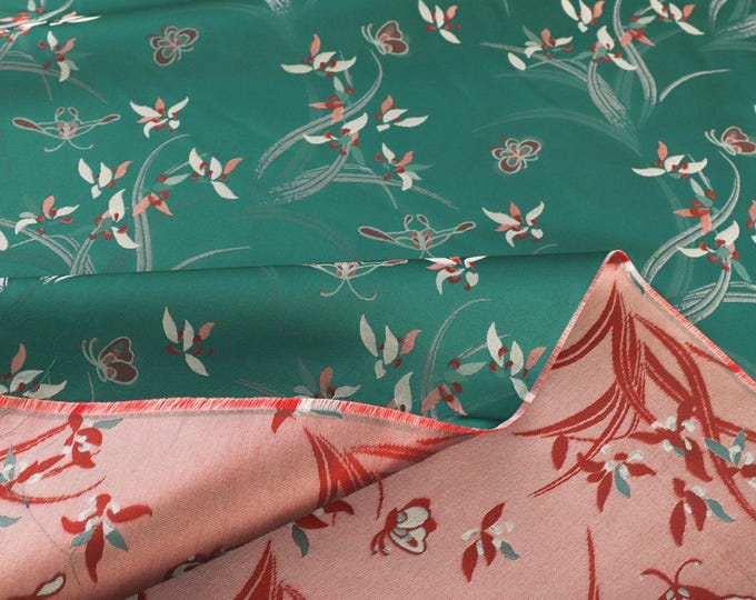 59" Width orchid butterfly Brocade Satin Fabric| Chinese Style Home Decor, Chinese Sewing Brocade for Kids, Dolls, Sewing, Quilting, drapery