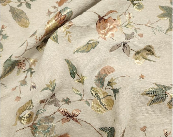 59"W Chenille Fabric Elegant Brocade Jacquard Fabric , Gold foil flower Fabric By 1 Meter on SALE, Upholstery, Quilting and Sewing
