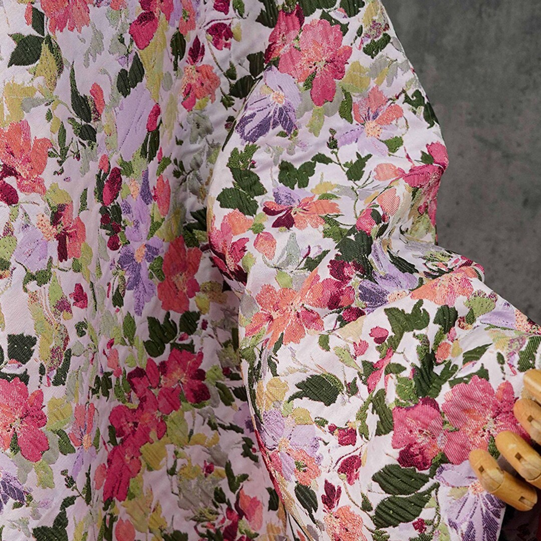 Floral Jacquard Fabric – 3D Embossed Pink Purple, 54"w - Etsy