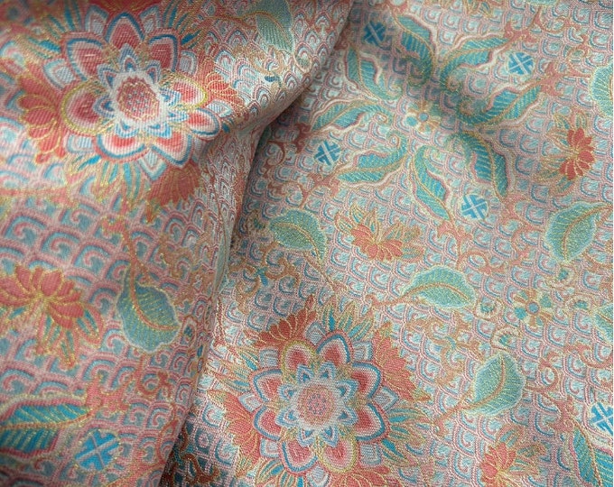 Japanese Nishijin Ori, Wedding Jacquard silk brocade by 1 meter, 59“W, drapery, Upholstery, Decor, Costume, Curtain, bag, Sewing/Fabric