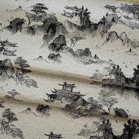 水墨画ジャカード錦織：中国の花柄室内装飾、洋裁 - Etsy 日本