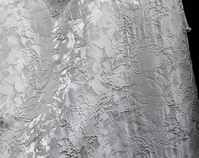 63"W 3D White linear vegetable jacquard fabric, Textured embroidery, Upholstery, Decor, Costume, Curtain, Handbag,Sewing/Fabric by the meter