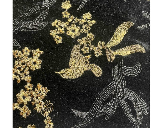 49”Wide magpie embroidery velvet Fabric by the yard, Dresses Making Sewing DIY Crafting Wedding Costumes Blazers Bags Table Runner Quilting