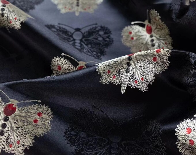 59"W Song Brocade Chinese butterfulies Emperor robe, cheongsam, Upholstery, Quilting, drapery, Curtain, Handbag, Sewing/Fabric by the meter