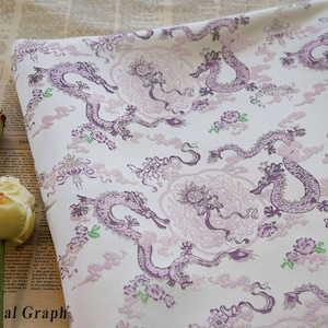 58"W Chinese lilac dragon brocade fabric multicolors cheongsam Qipao brocade fabric by the meter, Upholstery, Quilting, Sewing, DIY, handbag