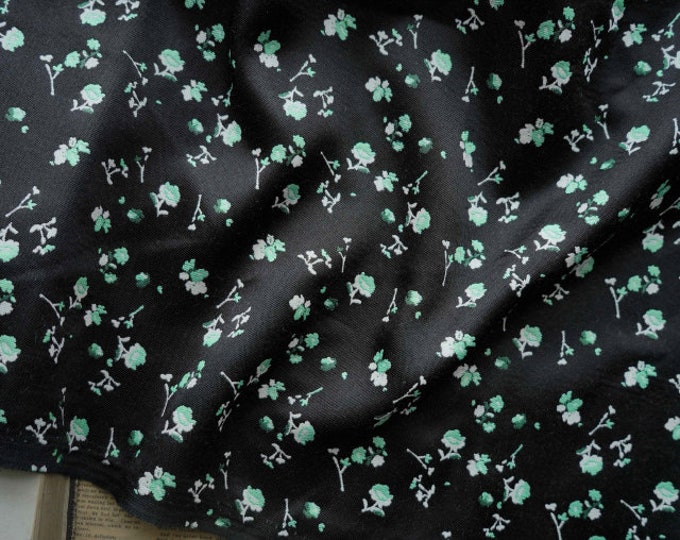 Green flower Black Jacquard fabric, designer fabric, Upholstery, Prom dress and Sewing fabric, Upholstery, Decor, 59"W By 1 Meter on SALE