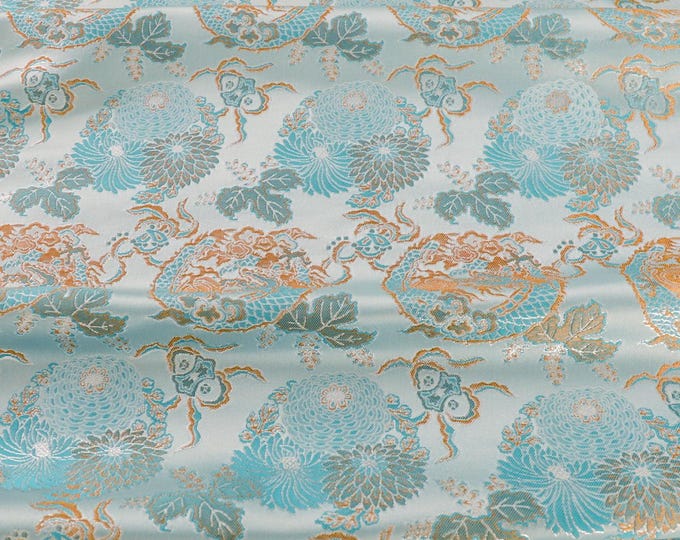 Ancient Asian totem pattern jacquard fabric, 55“Width, Dragon, Upholstery, Decor, Costume, Curtain, Sewing, handbag, DIY/Fabric by the meter