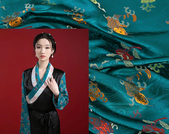 Chinese style Mongolian Gown Tibetan robe decoration Brocade handmade fabric, jacquard silk brocade, Upholstery, Quilting and Sewing fabric