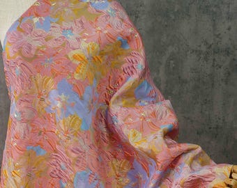 Gold Thread Embossed Jacquard Fabric: European Designer Upholstery & Sewing