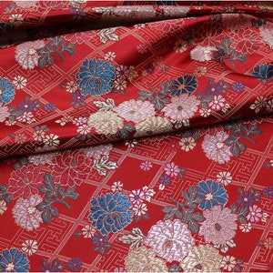 Japanese Fabric, Modern Japanese Floral Jacquard silk brocade by the meter, 29.5 Width, 5 colors On SALE image 3