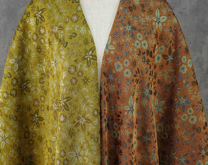 Countryside Leaf & Mini Flower Woven Fabric – Ideal for Crafts and Decoration, 57" Wide