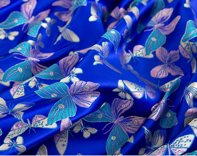 29.5“ and 45"W Sweet Color Butterfly Brocade Fabric, Cloth For Dress, Home Decor Fabric, Jacquard Sewing Fabric By the Meter