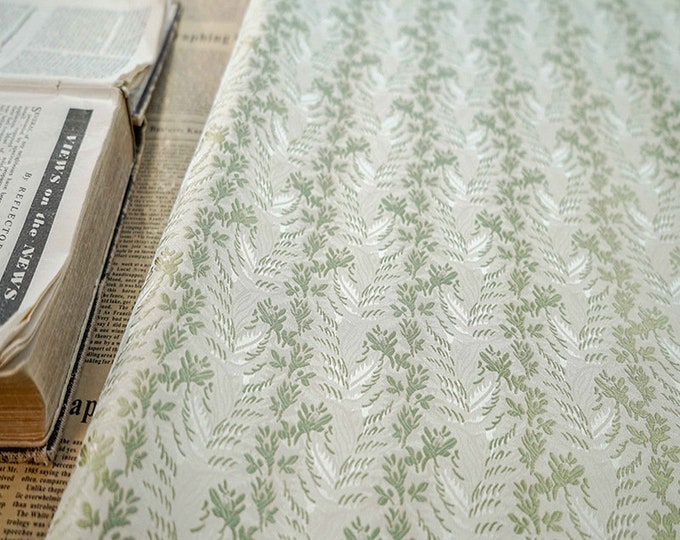 Mint green fresh jacquard fabric, 3D designer fabric, Upholstery, Decor, Costume, Sewing, Handbag, bouquet decor/fabric, 65" W By 1 Meter