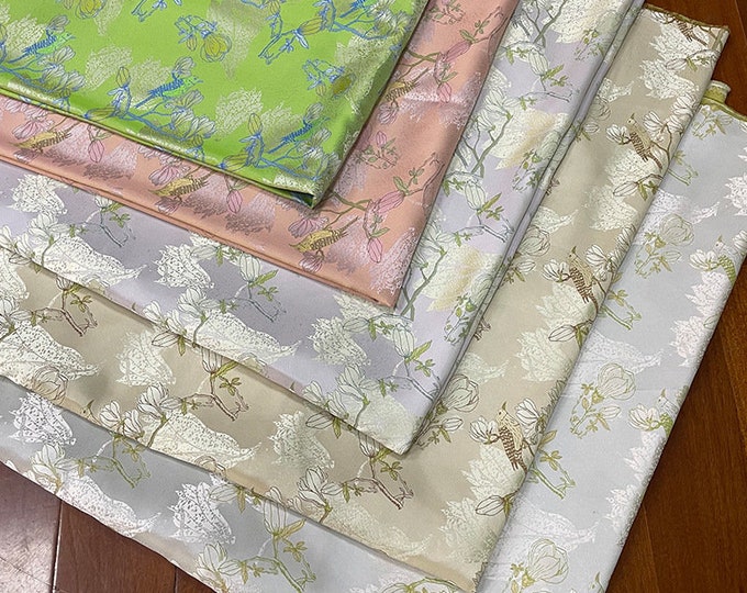 Jacquard Damask fabric, 3D texture, designer fabric, Bird & Flowers, Upholstery, Costume, Curtain, bag, Sewing, Decor/Fabric, 56"W, 5 colors