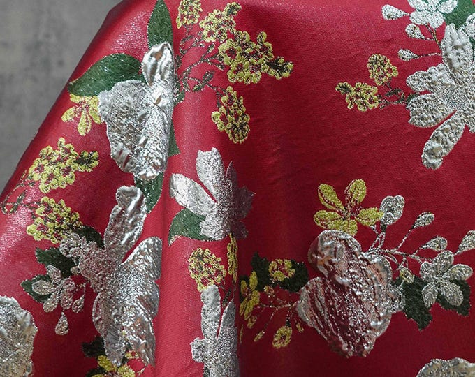 Gold Thread Jacquard Fabric: 3D Oil Painting Texture, 55" Wide - By The Meter