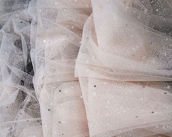 Galaxy Organza Fabric: Silver Foil Sheer Wedding Material