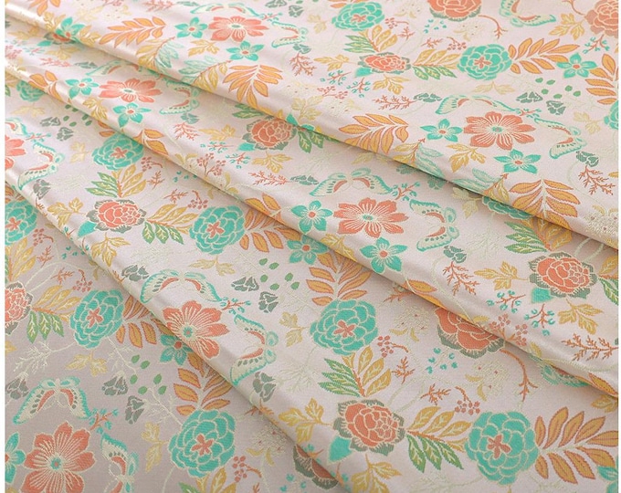 Pure silk Song Brocade, Han Clothing, doll making, Shirt Jacquard Fabric, Upholstery, Quilting, Sewing, drapery, decor, DIY/ fabric, 55"