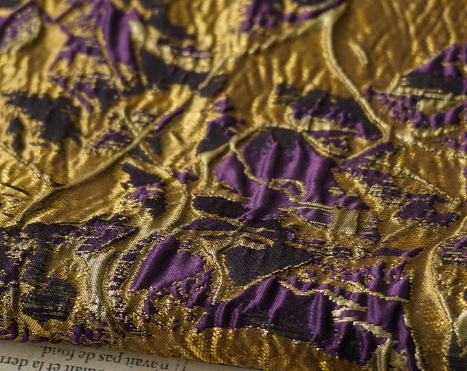 Gold Thread Jacquard Fabric: 3D Texture Upholstery, Costume, Decor - 55"W