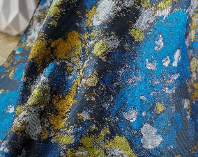 Gold Thread Jacquard Fabric: 3D Oil Painting Texture, 59" Wide - By The Meter
