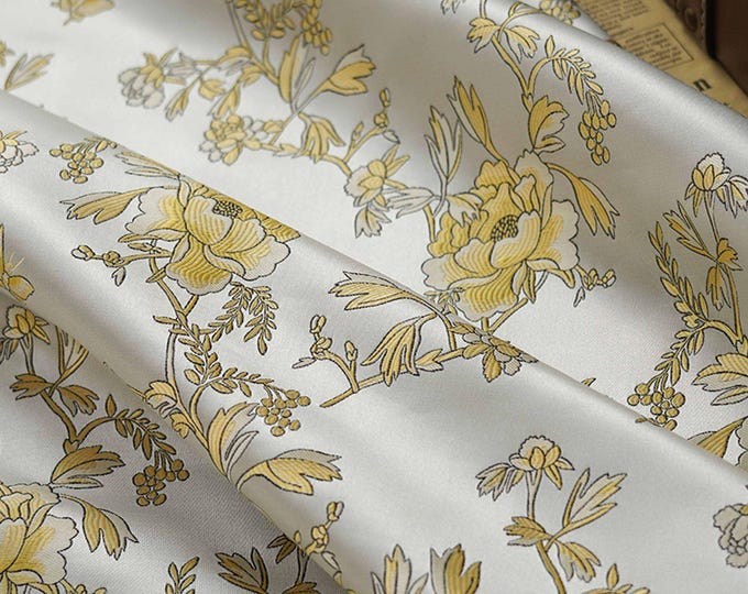 Silk Brocade Fabric hyacinth Design, Wedding Fabric, 63" W Chinese brocade Fabric By 1 Meter on SALE, Upholstery, Quilting, Sewing, Costume