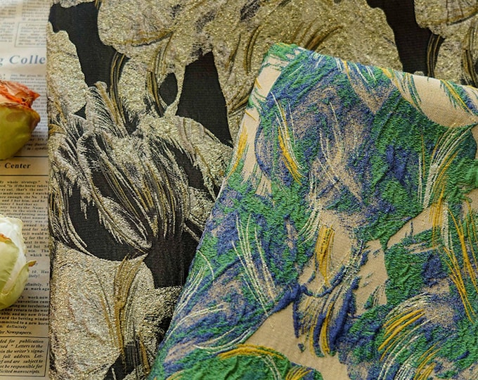 Gold thread jacquard fabric, oil painting designer fabric, Upholstery, Prom dress, Decor, Costume & Sewing fabric, 54"W By 1 Meter on SALE