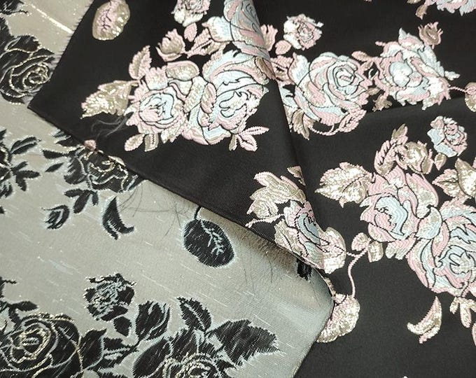 China Flower Gold Thread Brocade Fabric 59"W - Multicolor Cheongsam Qipao Material for Upholstery, Sewing & Quilting, DIY, furniture fabric