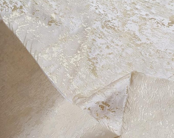 55"width Metallic 3D texture jacquard fabric, Upholstery, Quilting, Sewing, DIY and drapery, costume/ fabric, white gold