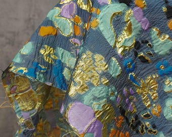 Gold thread jacquard Upholstery Fabric, Victorian Vintage Style Edwardian Fabric By The Yard, 55"W, Decor, Curtain, bag, Sewing, DIY/ Fabric