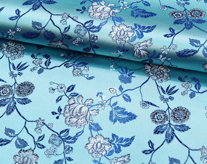 Chinese ridge Flower Brocade Fabric | 12.99 Full Meter Price | 45" Wide | 15 Colors, Upholstery, Decor, Costume, Curtain, bag, Sewing/Fabric