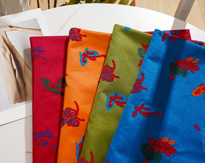 Chinese Traditional Multicolor Butterfly Brocade Fabric – Vintage Zhangrong Satin Material, 59”Wide