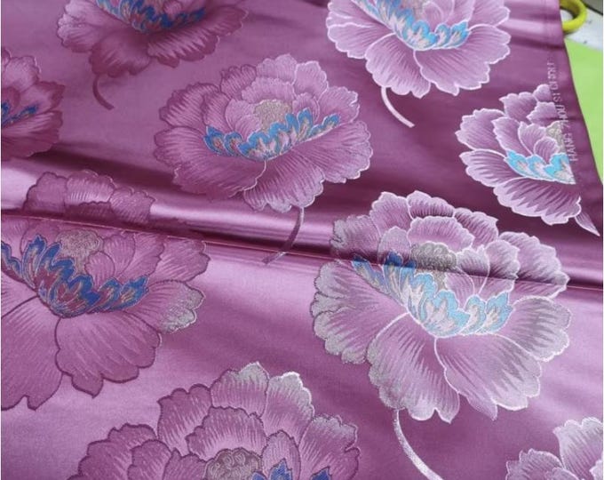 Peony Brocade Fabric: 29.5"W Tibetan Rayon Satin