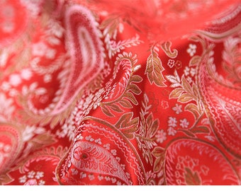 Paisley Pattern Brocade Fabric by the Meter for DIY craft, drapery, upholstery, doll clothes, dress, sari, cushion cover, curtains, 9 colors