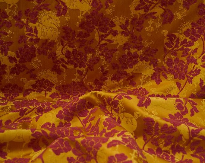 Chinese Traditional Multicolor Gourd Brocade Fabric – Vintage Zhangrong Satin Material， 59”Wide