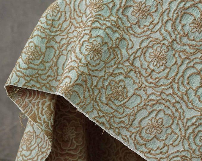 Gold thread colorful 3D jacquard fabric, designer fabric, Upholstery, Quilting, Sewing, drapery, Costume, DIY, bag/fabric, 55"W By one Meter
