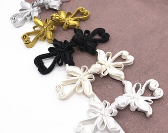 Satin Butterfly Cheongsam Buttons: Decorative Knot Fasteners (Pair)