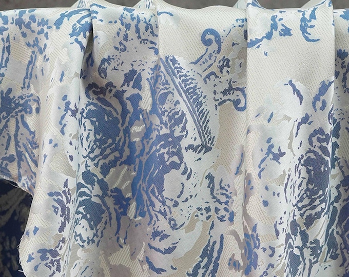 Vintage Floral Scroll Jacquard Fabric, 59" Wide