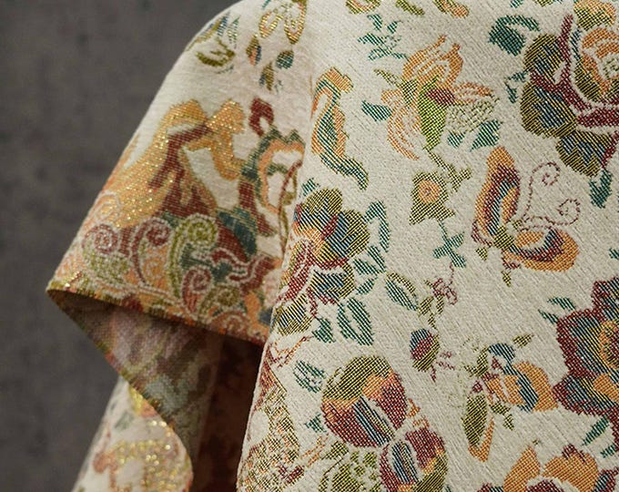 Floral Chenille Brocade Fabric | 55" Wide Chinese Jacquard