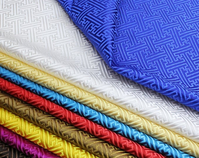 Chinese Embroidery Brocade fabric, 29.5 inches wide, Fret pattern, 8 colors for chinese cheongsam, qipao, chinese wedding
