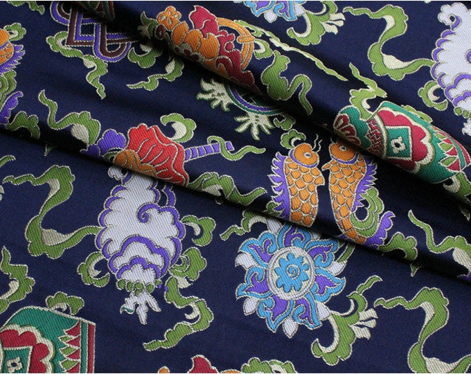 Chinese style Mongolian Gown Tibetan robe decoration Brocade handmade fabric jacquard silk brocade antique fabric