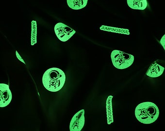 Luminous Astronaut Print Fabric: Waterproof Polyester Sewing Material, 57"W