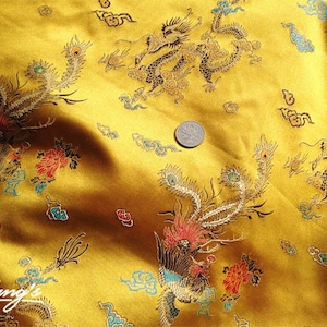 Gold Brocade Fabric: Chinese Jacquard Satin, Home Decor Sewing Fabrics