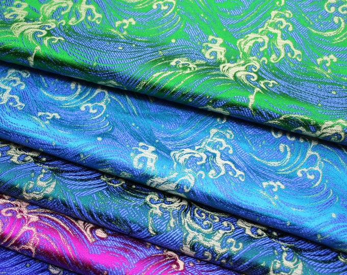 Ocean Waves Silk Rayon Brocade Fabric - 29.5"/75cm