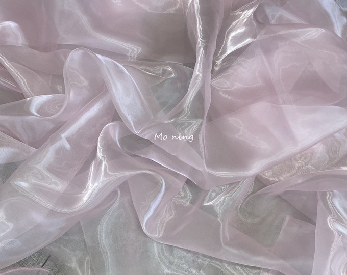 59"W Liquid high-gloss fairy fabric Reflective yarn Transparent mesh designer fabric, organza wedding, hanfu, dress fabric, lilac loyal red