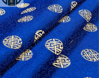 59" Width Royal Blue color Collections 18 Patterns Traditional Silk Brocade Fabric On SALE, sell by the Meter, Upholstery and Sewing fabric,