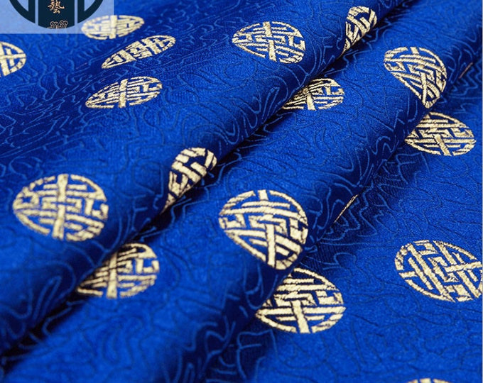 59" Width Royal Blue color Collections 18 Patterns Traditional Silk Brocade Fabric On SALE, sell by the Meter, Upholstery and Sewing fabric,