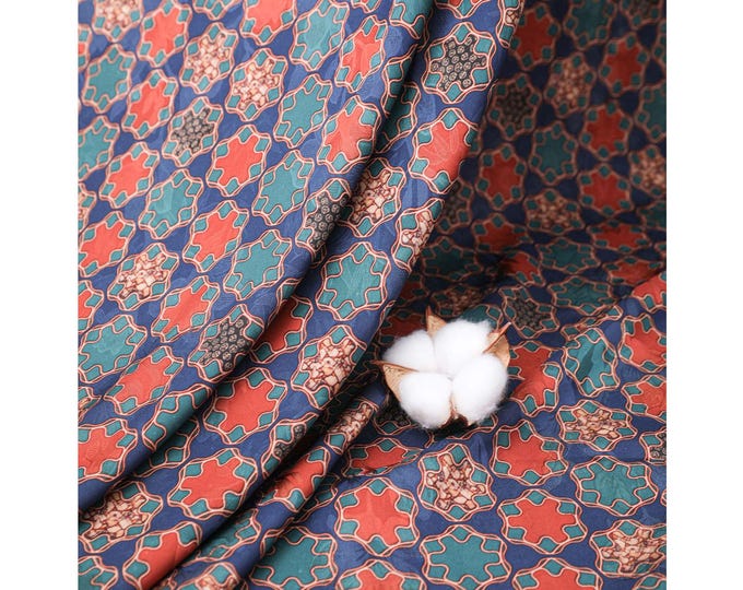59"W Dunhuang silk satin fabric, Upholstery, Decor, Costume, Curtain, bag, Sewing, drapery, DIY, quilting/Fabric